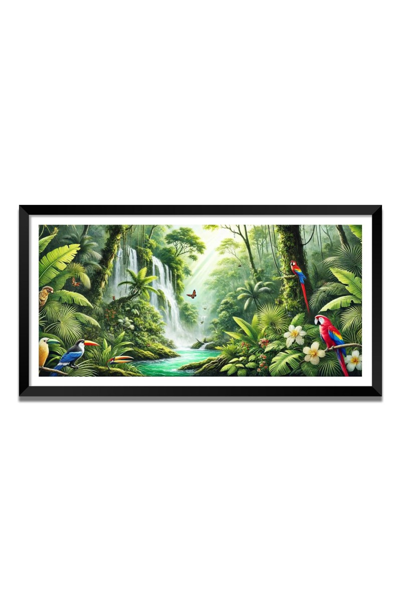 Nature Landscape Floating Frame Scenery Digital Print - (I5781) - 12x24 inch Modern Nature Wall Art for Living Room, Bedroom, Office, Hotels, Drawing Room