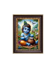 Bal Gopal Bal Krishna Digital Print Photo 10.7x12.7 inches - Vibrant Religious Wall Art for Home or Office Decor.