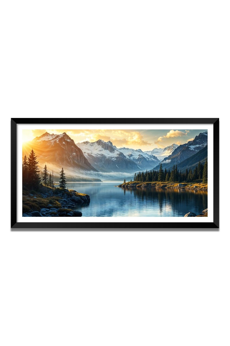 Nature Landscape Floating Frame Scenery Digital Print - (I5541) - 18x36 inch Modern Nature Wall Art for Living Room, Bedroom, Office, Hotels, Drawing Room