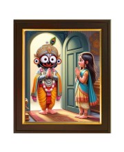 Hitech Sales | Traditional Indian Art: Lord Jagannath with Devotee - Framed Wall Art for Home Decoration And Gifting Size: 10x12 inch.