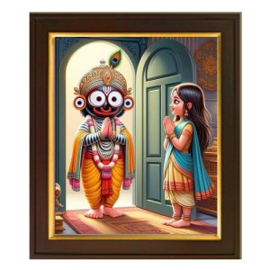 Hitech Sales | Traditional Indian Art: Lord Jagannath with Devotee - Framed Wall Art for Home Decoration And Gifting Size: 10x12 inch. Hitech Sales | Traditional Indian Art: Lord Jagannath with Devotee - Framed Wall Art for Home Decoration And Gifting Size: 10x12 inch.