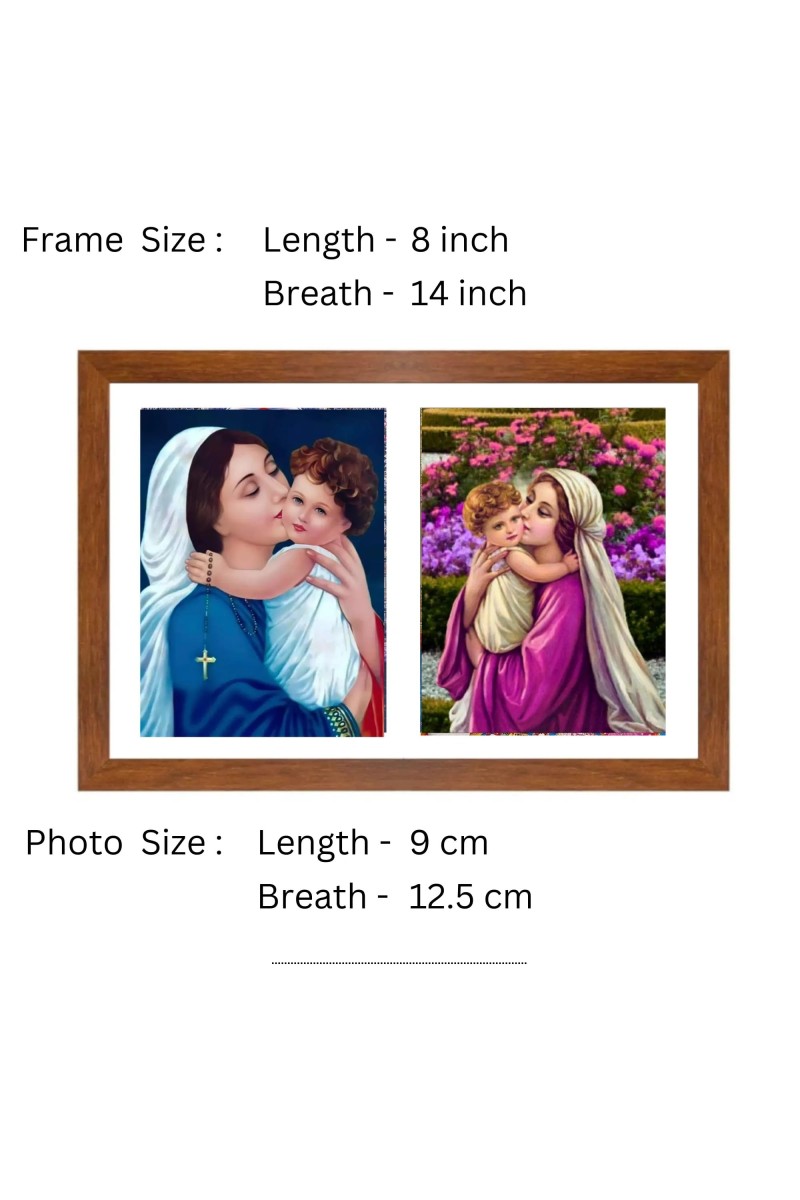 Mother Mary and Baby Jesus two Colored Photograph | Divine Wall Art | Perfect for Home Decoration