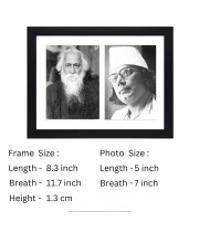 Kabiguru Rabindranath Tagore and Kazi Nazrul Islam - Two Black and White Photos in One Frame | Indian culture wall art (Wall and Tabletop, Printed Photo, 8.3 x 11.7 inches Frame, Black)