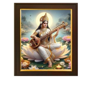 Mata Saraswati Devi Goddess of Knowledge Painting Photo Frame for Living Room, Bedroom, Home Decor and Wall Decoration (10x12 Inch, Paper, With Glass) Mata Saraswati Devi Goddess of Knowledge Painting Photo Frame for Living Room, Bedroom, Home Decor and Wall Decoration (10x12 Inch, Paper, With Glass)