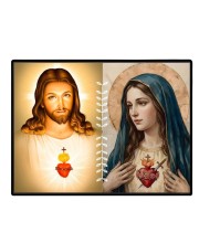 Jesus And Immaculate Heart Of Mary Laminated Photo - 9x11 Inches, Divine Blessings For Home & Office And Temple Decoration (F16179)