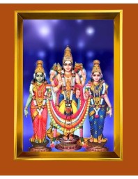 Lord Murugan,Valli And Deivanai Golden Photo Frame - 18x22 Inches | Elegant Wooden Frame For Home, Office & Temple Decoration | Spiritual Wall & Table Decor And Gift Item (F9898)