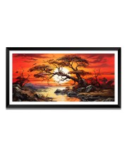 Nature Landscape Floating Frame Scenery Digital Print - (I5789) - 24x48 inch Modern Nature Wall Art for Living Room, Bedroom, Office, Hotels, Drawing Room