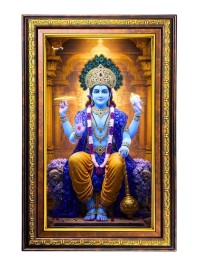 Lord Vishnu Digital Golden Balck Color Photo Frame | Hindu Religious Wall Decor | 12x18 Inches - Inspirational Wall Art For Office, Home Decor - Ideal Spiritual Gift (F16864)