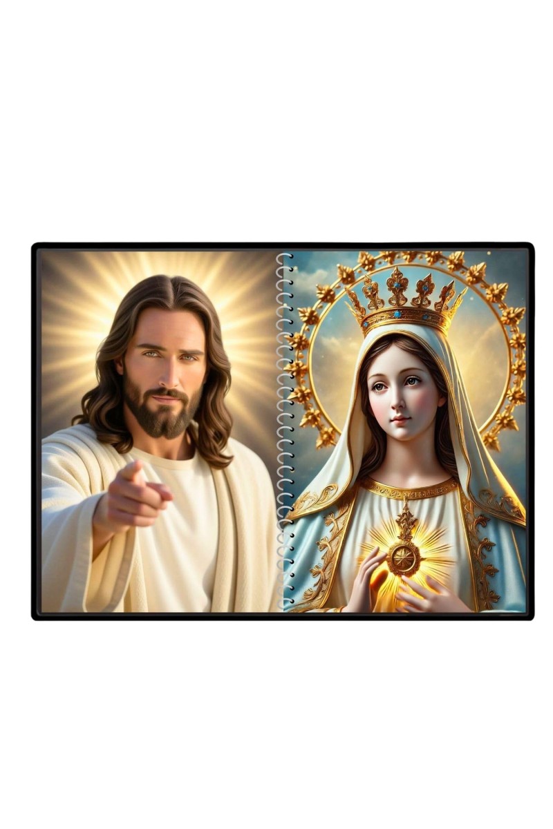 Esus Christ-Blessed Virgin Mary Laminated Photo - 7x9 Inches, Divine Blessings For Home & Office And Temple Decoration (F16430)