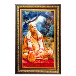 Bhaktivedanta Swami Prabhupada Digital Golden Balck Color Photo Frame | Hindu Religious Wall Decor | 16x22 Inches - Inspirational Wall Art For Office, Home Decor - Ideal Spiritual Gift (F16650)