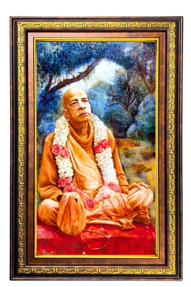 Bhaktivedanta Swami Prabhupada Digital Golden Balck Color Photo Frame | Hindu Religious Wall Decor | 16x22 Inches - Inspirational Wall Art For Office, Home Decor - Ideal Spiritual Gift (F16650)