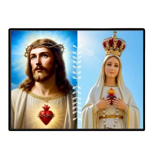 Jesus Virgin Mary Laminated Photo - 7x9 Inches, Divine Blessings For Home & Office And Temple Decoration (F16225)
