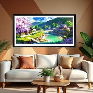 Nature Landscape Floating Frame Scenery Digital Print - (I5843) - 18x36 inch Modern Nature Wall Art for Living Room, Bedroom, Office, Hotels, Drawing Room