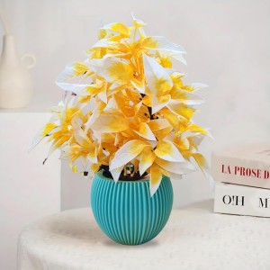 HiTechMart Artificial Yellow & White Flower Pot with Blue Textured Vase | Realistic Faux Flower Pot for Home & Office Décor | Low-Maintenance Tabletop Decoration | Gift for Housewarming & Festivals HiTechMart Artificial Yellow & White Flower Pot with Blue Textured Vase | Realistic Faux Flower Pot for Home & Office Décor | Low-Maintenance Tabletop Decoration | Gift for Housewarming & Festivals