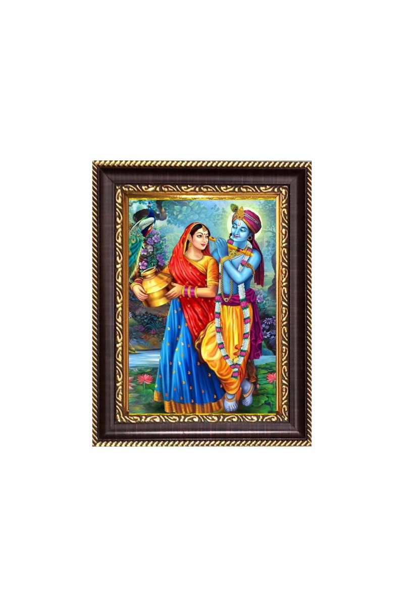 Sri Radha And Sri Krishna Digital Print Photo 10.7x12.7 inches - Vibrant Religious Wall Art for Home or Office Decor.