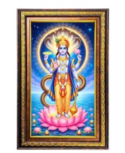 Lord Vishnu Digital Golden Balck Color Photo Frame | Hindu Religious Wall Decor | 14x20 Inches - Inspirational Wall Art For Office, Home Decor - Ideal Spiritual Gift (F16652)