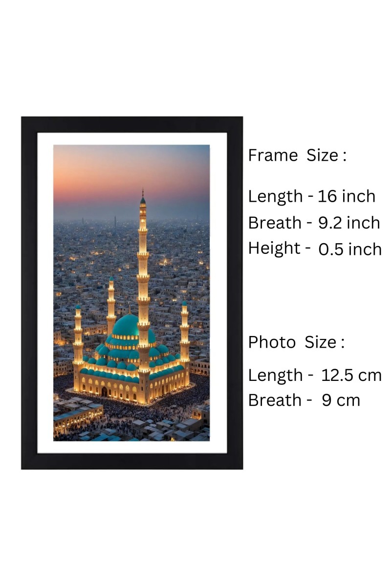 Islamic Mosque at Abu Dhabi Colored Photo at night |Sacred Islamic Wall Art| Ideal for Home or OfficeDecoration