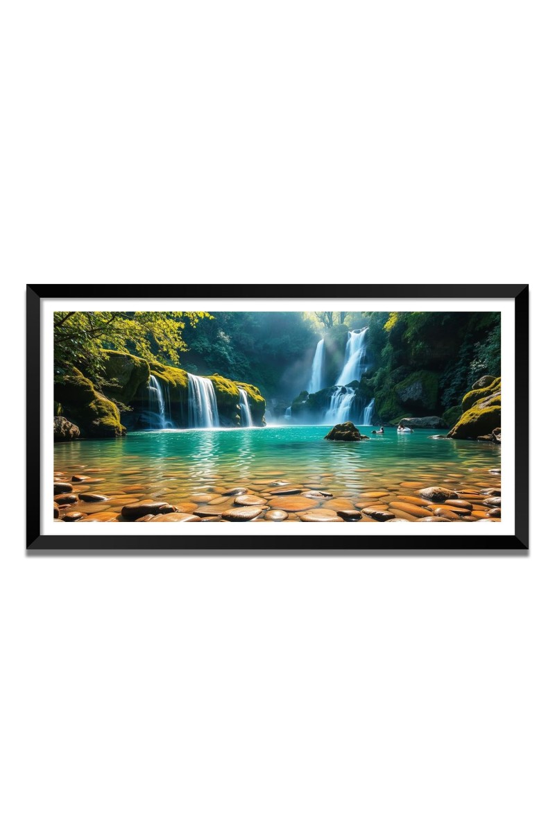 Nature Landscape Floating Frame Scenery Digital Print - (I5622) - 18x36 inch Modern Nature Wall Art for Living Room, Bedroom, Office, Hotels, Drawing Room