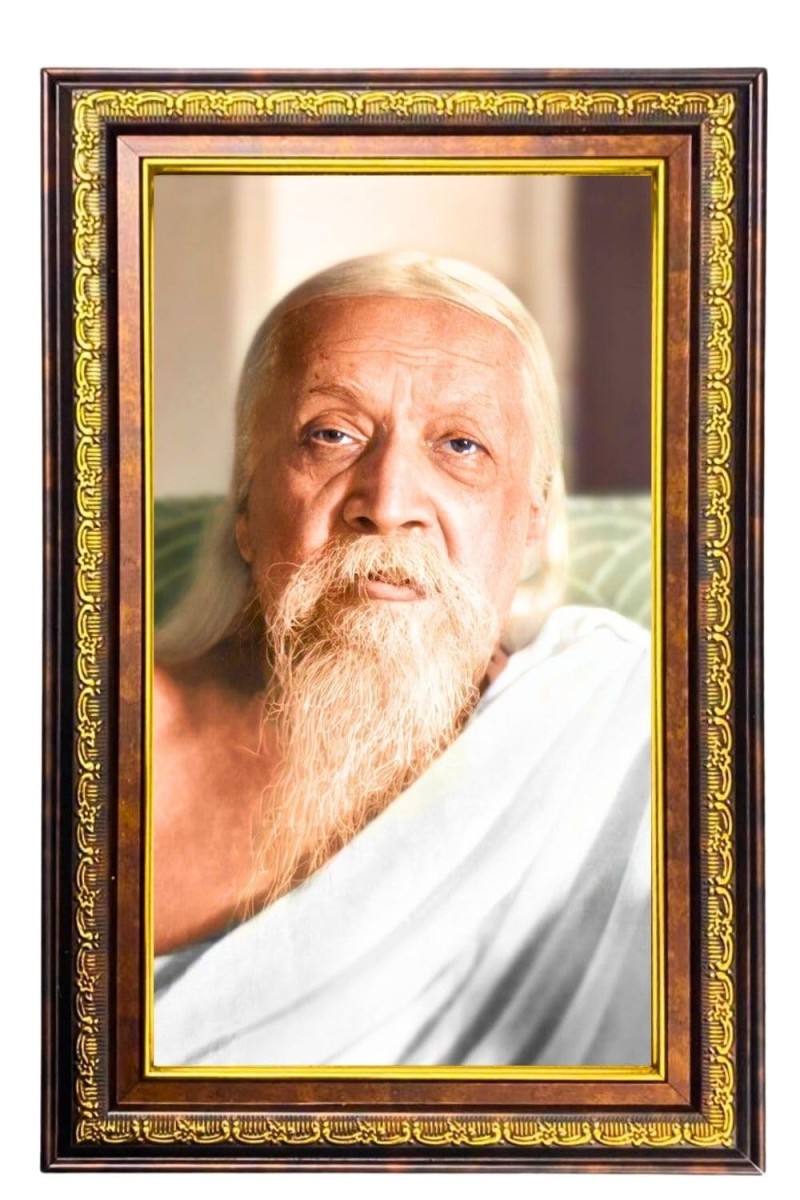 Sri Aurobindo Digital Golden Balck Color Photo Frame | Hindu Religious Wall Decor | 12x18 Inches - Inspirational Wall Art For Office, Home Decor - Ideal Spiritual Gift (F16626)