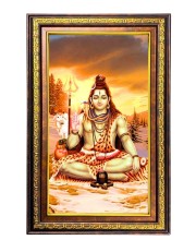 Lord Shiva Digital Golden Balck Color Photo Frame | Hindu Religious Wall Decor | 12x18 Inches - Inspirational Wall Art For Office, Home Decor - Ideal Spiritual Gift (F16543)