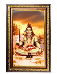 Lord Shiva Digital Golden Balck Color Photo Frame | Hindu Religious Wall Decor | 10x16 Inches - Inspirational Wall Art For Office, Home Decor - Ideal Spiritual Gift (F16543)