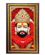 Khatu Shyam Baba Digital Golden Balck Color Photo Frame | Hindu Religious Wall Decor | 10x16 Inches - Inspirational Wall Art For Office, Home Decor - Ideal Spiritual Gift (F16475)