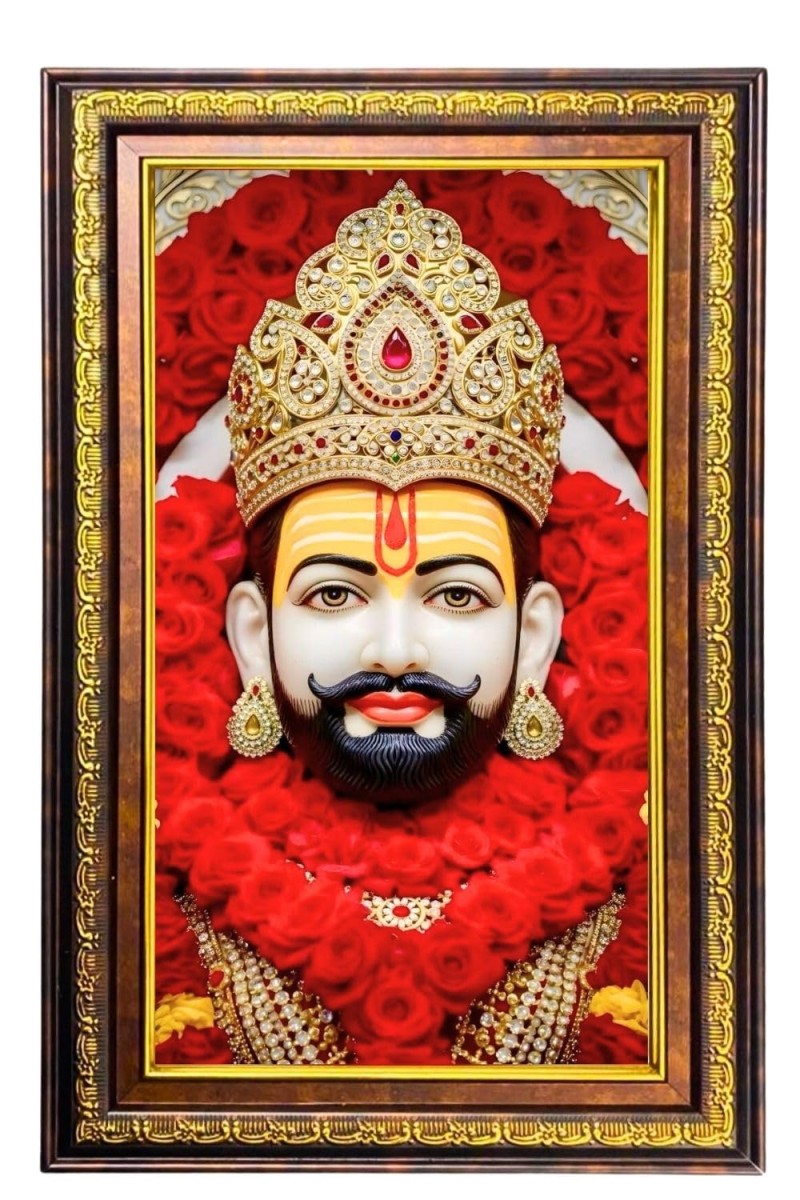 KhatuShyam Baba Digital Golden Balck Color Photo Frame | Hindu Religious Wall Decor | 14x20 Inches - Inspirational Wall Art For Office, Home Decor - Ideal Spiritual Gift (F16475)