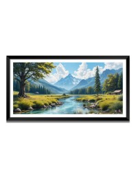 Nature Landscape Floating Frame Scenery Digital Print - (I5716) - 18x36 inch Modern Nature Wall Art for Living Room, Bedroom, Office, Hotels, Drawing Room