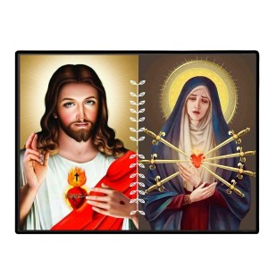 Jesus And Immaculate Heart Of Mary Laminated Photo - 11x13 Inches, Divine Blessings For Home & Office And Temple Decoration (F16184)