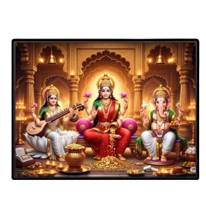 Lord Ganesha Maa Laxmi Sarswati Laminated Photo - 9x11 Inches, Divine Blessings For Home & Office And Temple Decoration (F16107) Lord Ganesha Maa Laxmi Sarswati Laminated Photo - 9x11 Inches, Divine Blessings For Home & Office And Temple Decoration (F16107)