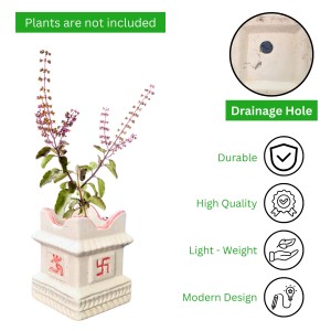 Elegant Ceramic Tulsi Mandir for Home & Office | Handcrafted Pooja Stand | Ideal for Daily Worship & Festive Decor