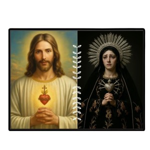 Jesus And Immaculate Heart Of Mary Laminated Photo - 9x11 Inches, Divine Blessings For Home & Office And Temple Decoration (F16180) Jesus And Immaculate Heart Of Mary Laminated Photo - 9x11 Inches, Divine Blessings For Home & Office And Temple Decoration (F16180)