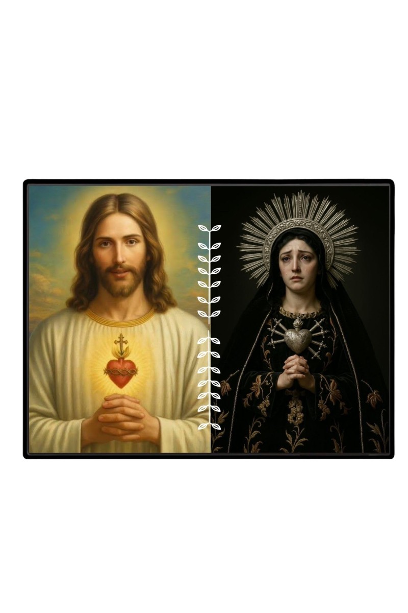 Jesus And Immaculate Heart Of Mary Laminated Photo - 9x11 Inches, Divine Blessings For Home & Office And Temple Decoration (F16180)
