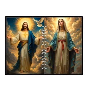 Jesus Christ-Our Lady Of Grace Laminated Photo - 7x9 Inches, Divine Blessings For Home & Office And Temple Decoration (F16289)