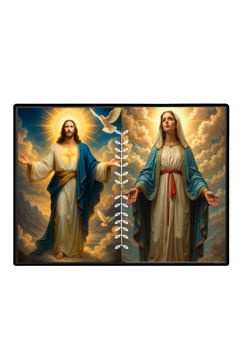 Jesus Christ-Our Lady Of Grace Laminated Photo - 7x9 Inches, Divine Blessings For Home & Office And Temple Decoration (F16289)