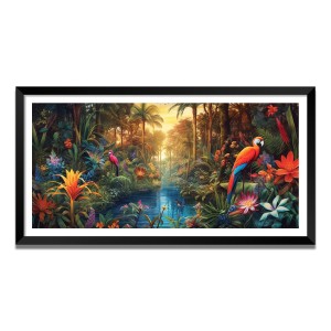 Nature Landscape Floating Frame Scenery Digital Print - (I5590) - 18x36 inch Modern Nature Wall Art for Living Room, Bedroom, Office, Hotels, Drawing Room