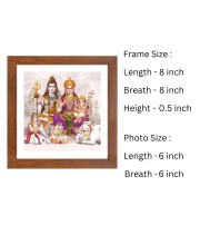 Divine Lord Shiva, Mata Parvati, Ganesh, and Kartikeya Colored Family Photo | Hindu Wall Art for Home, Temple, or Meditation Room