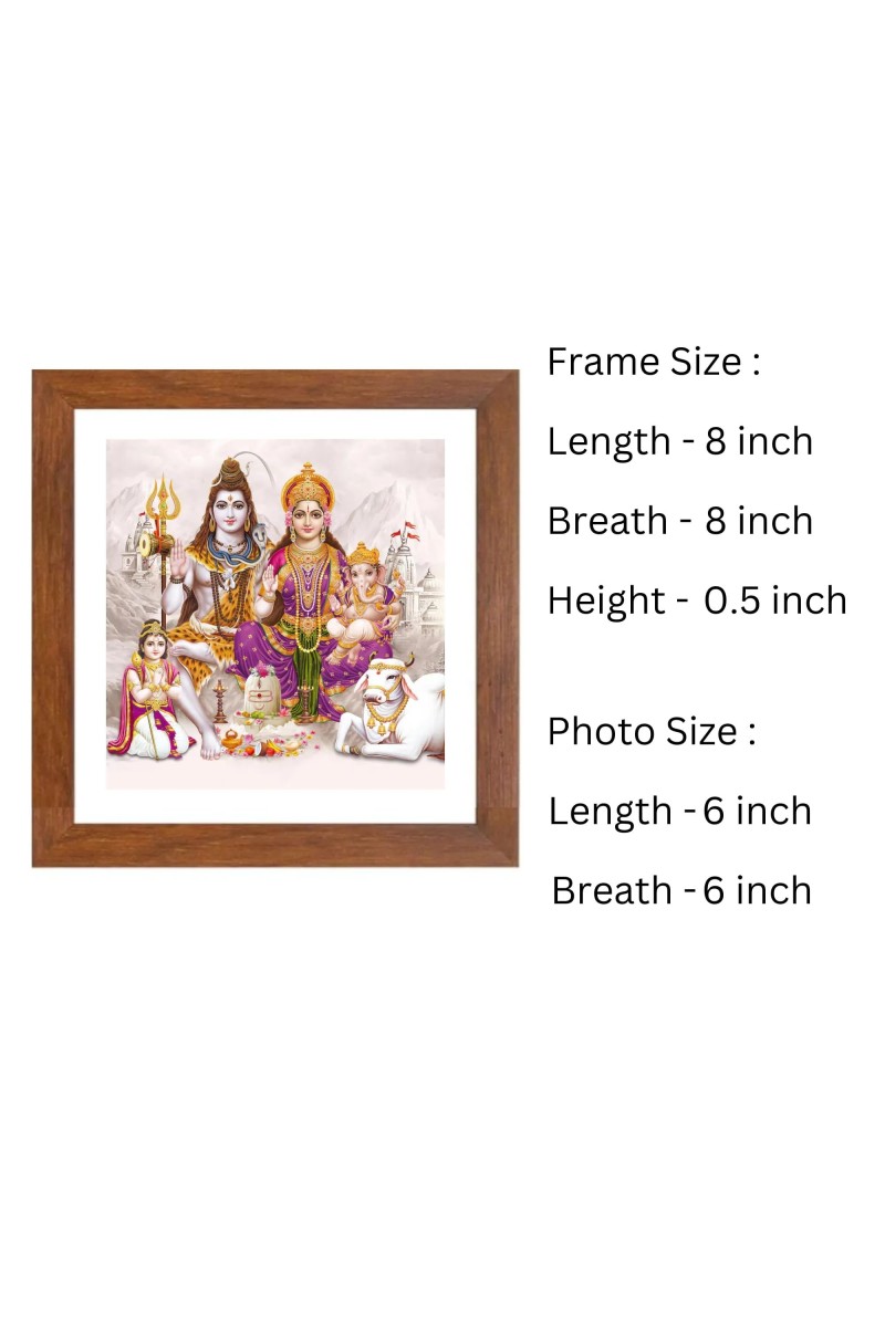 Divine Lord Shiva, Mata Parvati, Ganesh, and Kartikeya Colored Family Photo | Hindu Wall Art for Home, Temple, or Meditation Room