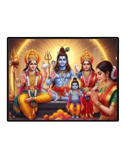 Shiva Parivar Laminated Photo - 7x9 Inches, Divine Blessings For Home & Office And Temple Decoration (F16058)