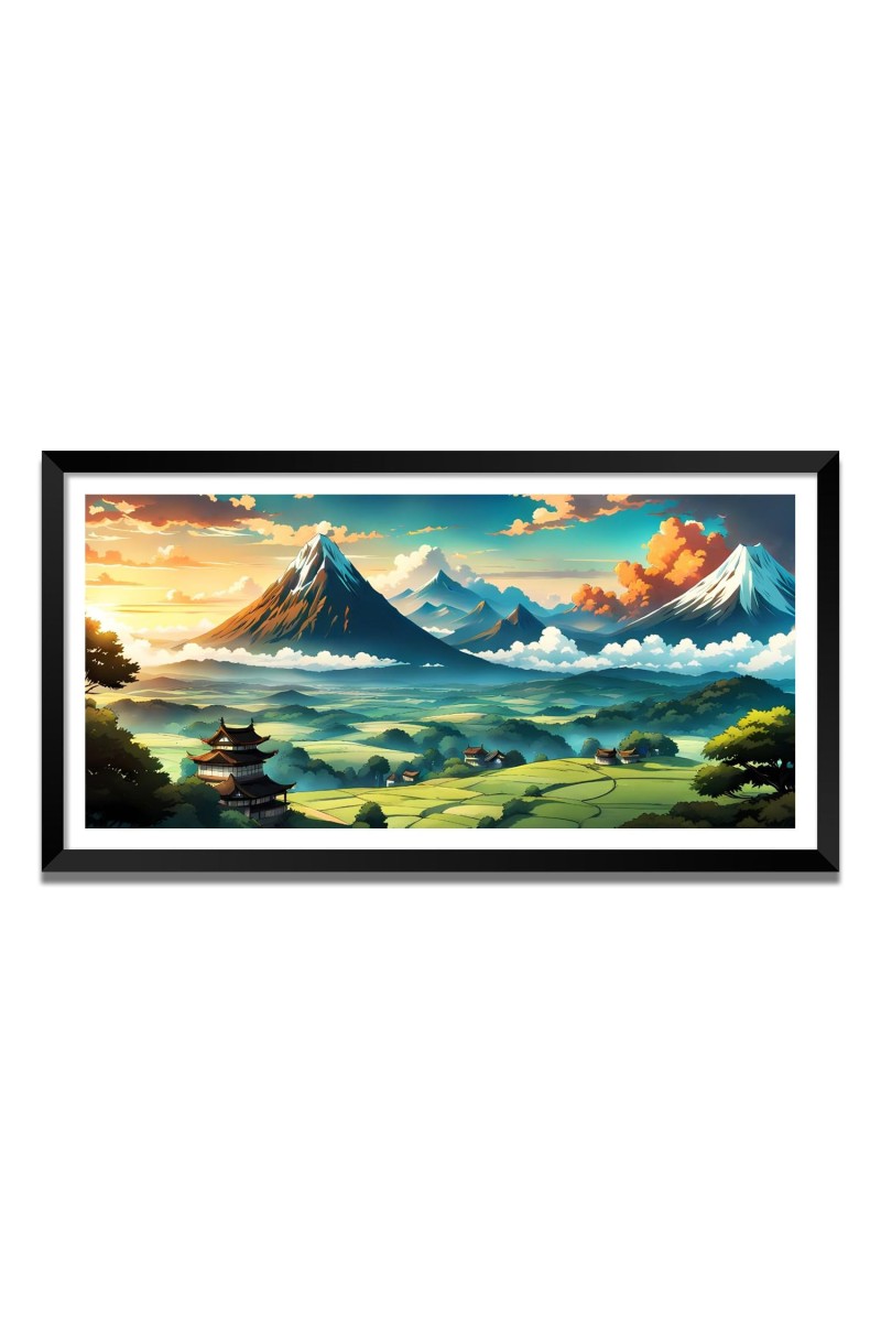 Nature Landscape Floating Frame Scenery Digital Print - (I5620) - 24x36 inch Modern Nature Wall Art for Living Room, Bedroom, Office, Hotels, Drawing Room