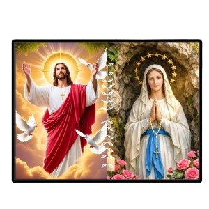 Jesus Christ-Our Lady Of Rosary Laminated Photo - 7x9 Inches, Divine Blessings For Home & Office And Temple Decoration (F16283) Jesus Christ-Our Lady Of Rosary Laminated Photo - 7x9 Inches, Divine Blessings For Home & Office And Temple Decoration (F16283)