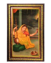 Meera Bhai Digital Golden Balck Color Photo Frame | Hindu Religious Wall Decor | 10x16 Inches - Inspirational Wall Art For Office, Home Decor - Ideal Spiritual Gift (F16526)