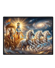 Lord Krishna Laminated Photo - 7x9 Inches, Divine Blessings For Home & Office And Temple Decoration (F16073)