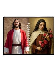 Jesus Christ-St. Therese Of Lisieux Laminated Photo - 7x9 Inches, Divine Blessings For Home & Office And Temple Decoration (F16253)