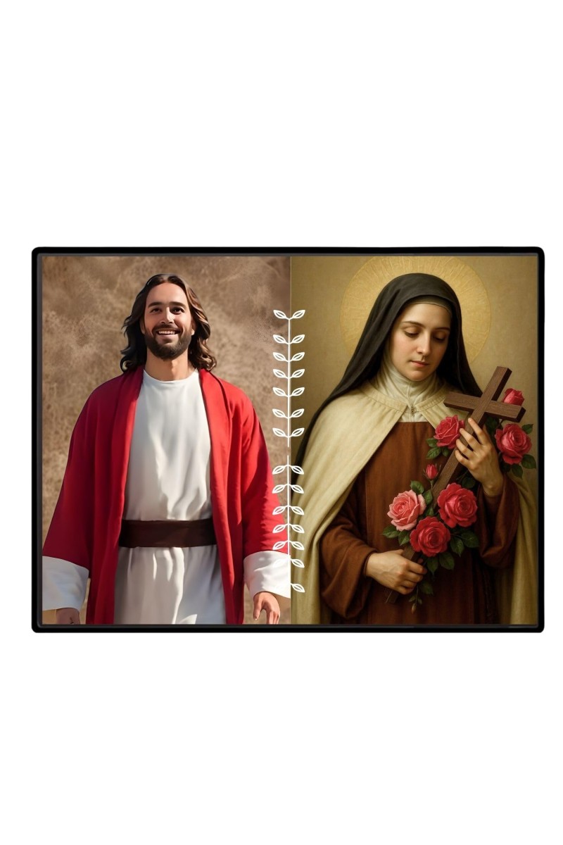 Jesus Christ-St. Therese Of Lisieux Laminated Photo - 7x9 Inches, Divine Blessings For Home & Office And Temple Decoration (F16253)