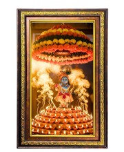 Lord Krishna Digital Golden Balck Color Photo Frame | Hindu Religious Wall Decor | 18x24 Inches - Inspirational Wall Art For Office, Home Decor - Ideal Spiritual Gift (F16909)