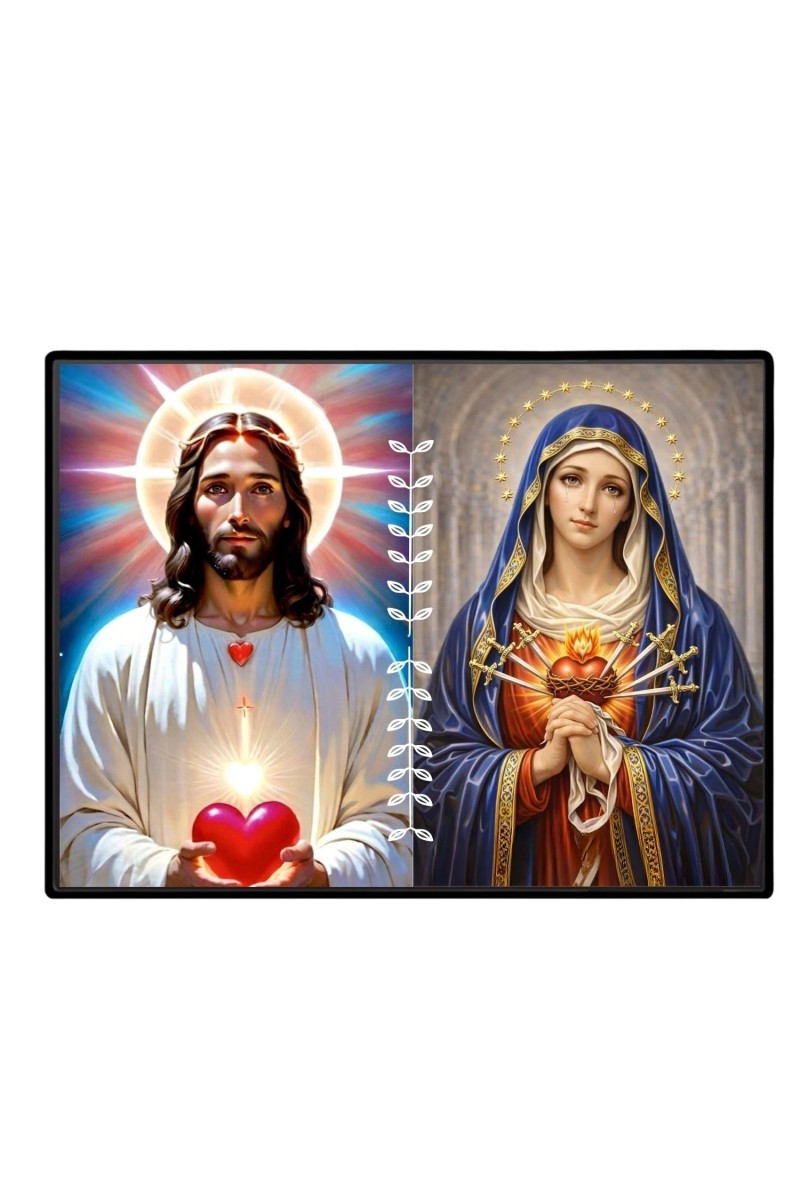 Jesus And Immaculate Heart Of Mary Laminated Photo - 9x11 Inches, Divine Blessings For Home & Office And Temple Decoration (F16192)