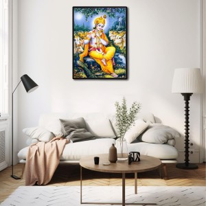 Krishna Laminated Photo - 5x7 Inches, Divine Blessings for Home & Office and Temple Decoration