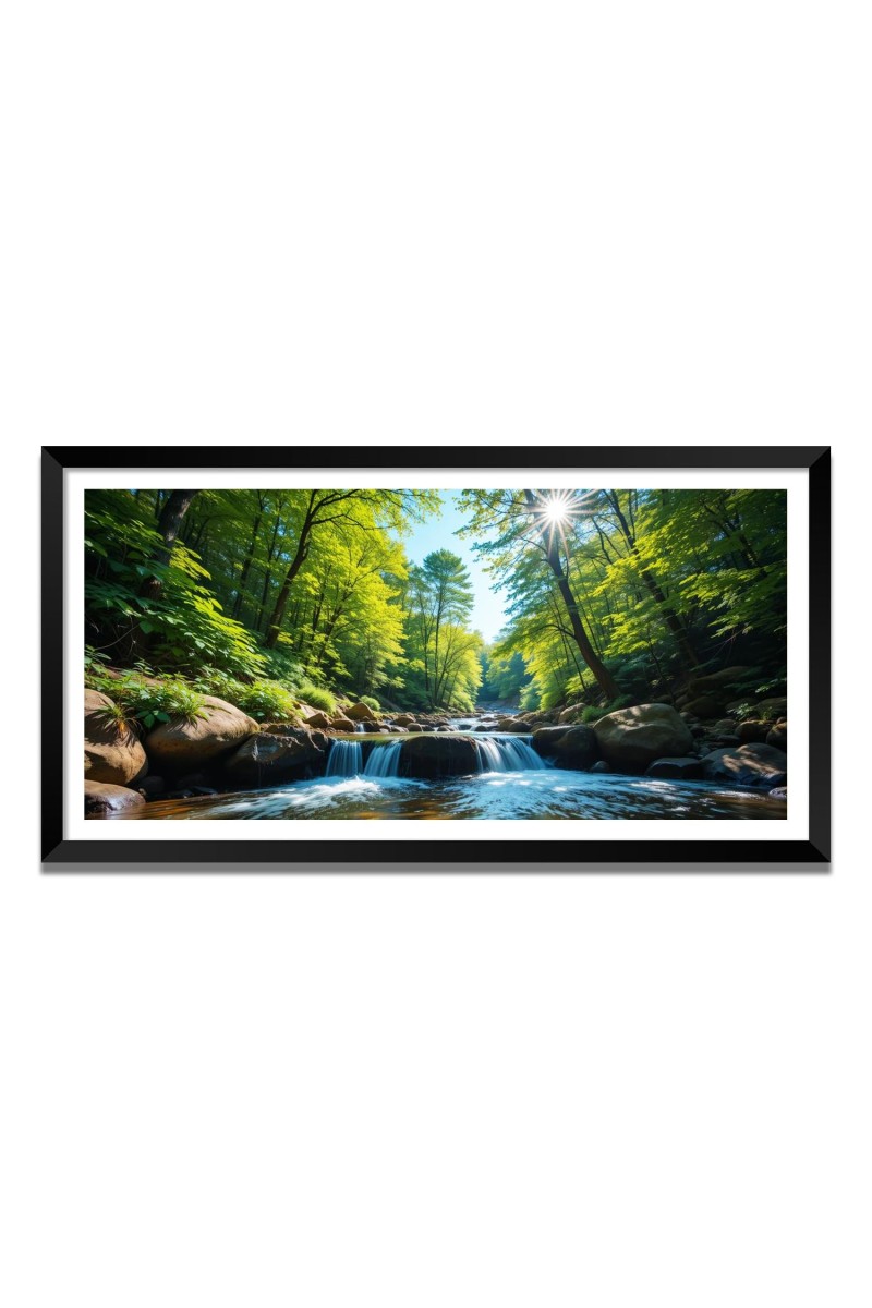 Nature Landscape Floating Frame Scenery Digital Print - (I5640) - 18x36 inch Modern Nature Wall Art for Living Room, Bedroom, Office, Hotels, Drawing Room