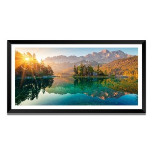 Nature Landscape Floating Frame Scenery Digital Print - (I5873) - 24x48 inch Modern Nature Wall Art for Living Room, Bedroom, Office, Hotels, Drawing Room